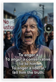 "To Anger a Conservative Lie to Him To Anger a Liberal Tell Him the Truth" Satirical Political 12x18 US Made Poster