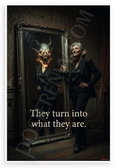 "They Turn Into What They Are" Demon Mirror Reflection Inspirational 12x18 US Made Poster