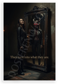 "They Turn into What They Are" Demon Mirror Reflection Inspirational 12x18 US Made Poster