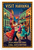 Visit Havana Salsa Under the Stars Cuba Joy Rhythm Vintage Travel 12x18 US Made Poster