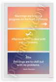 Mark Manson 'Mornings Hard Problems Afternoons Easy Evenings Chill' Inspirational 12x18 US Made Poster
