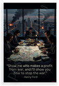 Henry Ford "Show Me Who Makes a Profit from War" Inspirational 12x18 US Made Poster