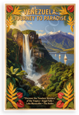 Venezuela Angel Falls Lake Maracaibo Andes Vintage Travel 12x18 US Made Poster
