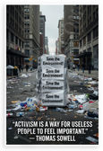 Thomas Sowell 'Activism Is a Way for Useless People to Feel Important' Urban Satire 12x18 US Made Poster