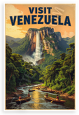 Visit Venezuela Angel Falls Waterfall Jungle Vintage Travel 12x18 US Made Poster