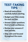 Test-Taking Tips Read Instructions Budget Time Answer Easy Questions 12x18 US Made Poster