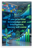 "If You Prioritize Knowledge and Intelligence, Money Will Come" Motivational 12x18 US Made Poster