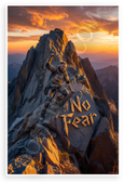 No Fear Climber Conquering Mountain Peak Motivational 12x18 US Made Poster