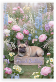 French Bulldog in Blooming Garden Pastel Portrait 12x18 US Made Poster