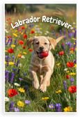 Labrador Retriever Puppy Running with Ball in Wildflower Meadow 12x18 US Made Poster