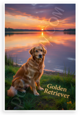 Golden Retriever Lakeside Sunset Nature Wildlife 12x18 US Made Poster