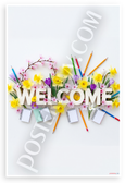 Welcome Spring Flowers Pencils Classroom Decor 12x18 US Made Poster