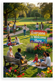 Everyone is Welcome Here Diverse Community Park 12x18 US Made Poster