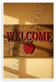 Welcome Apple Motif Rustic Wood Sign 12x18 US Made Poster