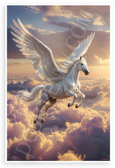 Majestic Winged Horse Soaring Above Clouds Fantasy Mythical 12x18 US Made Poster