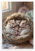 Adorable Hamster Family Cuddling in Cozy Nest Wildlife 12x18 US Made Poster
