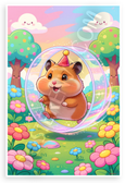Whimsical Hamster in Party Hat Hamster Wheel Fantasy 12x18 US Made Poster