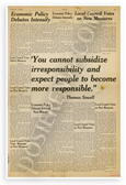 Thomas Sowell "You Cannot Subsidize Irresponsibility" Vintage 12x18 US Made Poster