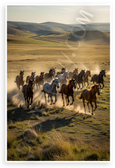 Wild Horses Galloping Across Rolling Hills Nature Wildlife 12x18 US Made Poster