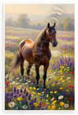 Majestic Horse in Wildflower Pasture Impressionist 12x18 US Made Poster