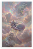 Surreal Dreaming Cat in Dreamlike Cloudscape Abstract 12x18 US Made Poster