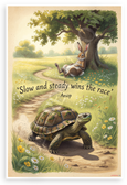 Aesop 'Slow and Steady Wins the Race' Turtle Hare Fable 12x18 US Made Poster