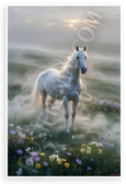Ethereal White Horse Misty Pasture Mythical Wildlife 12x18 US Made Poster