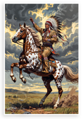 Native American Warrior on Appaloosa Horse Dramatic Landscape 12x18 US Made Poster