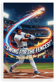 "Swing for the Fences!" Baseball Home Run Action 12x18 US Made Poster