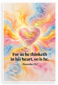 Proverbs 23:7 "For as He Thinketh in His Heart, So Is He" Inspirational 12x18 US Made Poster
