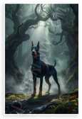 Majestic Doberman Pinscher Misty Enchanted Forest Wildlife 12x18 US Made Poster