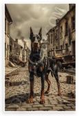 Doberman Pinscher in Wartime Ruins Vintage Heroic 12x18 US Made Poster