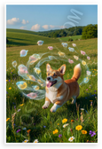 Pembroke Welsh Corgi Herding Imaginary Sheep Whimsical Wildlife 12x18 US Made Poster