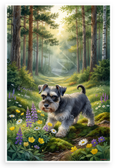 Miniature Schnauzer Exploring Forest Flowers Wildlife 12x18 US Made Poster