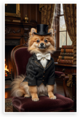 Regal Pomeranian in Victorian Attire Elegant Portrait 12x18 US Made Poster