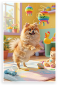 Playful Pomeranian Puppy Playing with Toys Nursery 12x18 US Made Poster