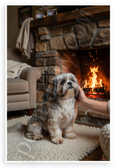 Shih Tzu by Cozy Fireplace Companionship Dog 12x18 US Made Poster