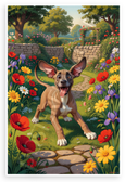 Playful Great Dane Puppy in Vibrant Garden 12x18 US Made Poster