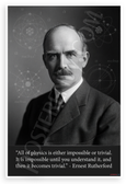 Ernest Rutherford 'All of Physics is Either Impossible or Trivial' Inspirational 12x18 US Made Poster