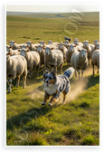 Miniature American Shepherd Herding Sheep Open Field Wildlife 12x18 US Made Poster