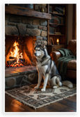 Loyal Siberian Husky by Cozy Fireside Heartwarming 12x18 US Made Poster