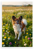 Papillon Dog in Sunny Wildflower Field Nature Wildlife 12x18 US Made Poster