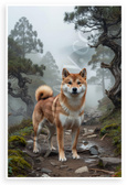 Majestic Shiba Inu on Misty Mountain Trail Nature Wildlife 12x18 US Made Poster