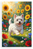 Playful Westie Puppy in Sunny Flower Garden Wildlife 12x18 US Made Poster
