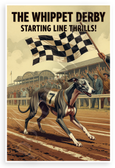 Whippet Dog Racing Starting Line Thrills Vintage 12x18 US Made Poster