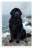 Newfoundland Dog on Coastal Cliff Ocean Waves Wildlife 12x18 US Made Poster