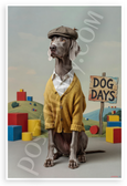 Weimaraner Dog Days Whimsical Dressed in Sweater Hat 12x18 US Made Poster