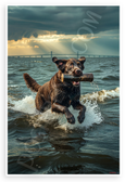 Chesapeake Bay Retriever Retrieving Stick Bay Bridge Adventure Wildlife 12x18 US Made Poster