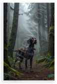 German Wirehaired Pointer Foggy Forest Adventure Wildlife 12x18 US Made Poster