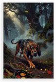 Bloodhound Tracking Foggy Woods Adventure 12x18 US Made Poster